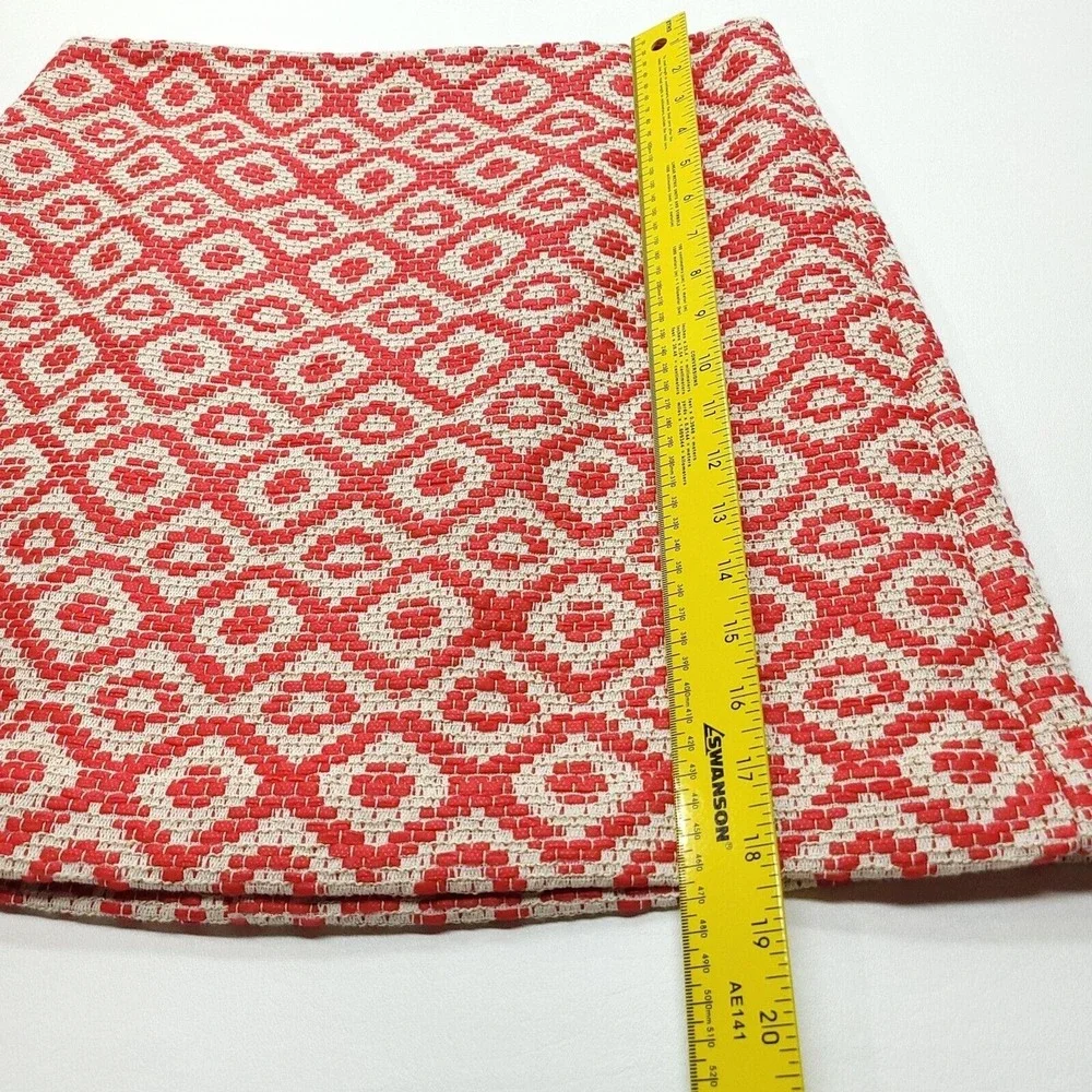 Ann Taylor‎ Loft Skirt Women 10 Red White Metallic 100% Cotton Mini Geometric - Picture 5 of 10